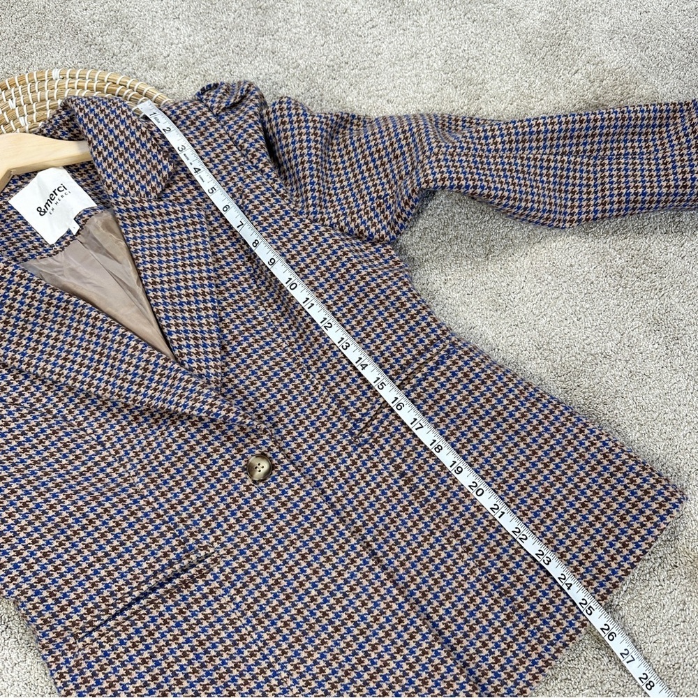 &merci Women’s Sloan Houndstooth Blazer Puff Sleeve Classic in Brown Size L - Picture 14 of 16